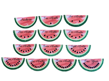 Load image into Gallery viewer, Watermelon photo milestone sweet one in a melon first birthday display seeds