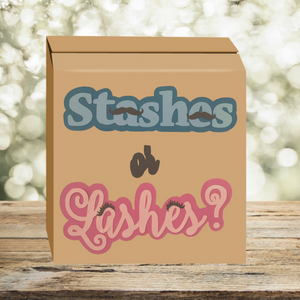 Stashes or Lashes Gender Reveal Box