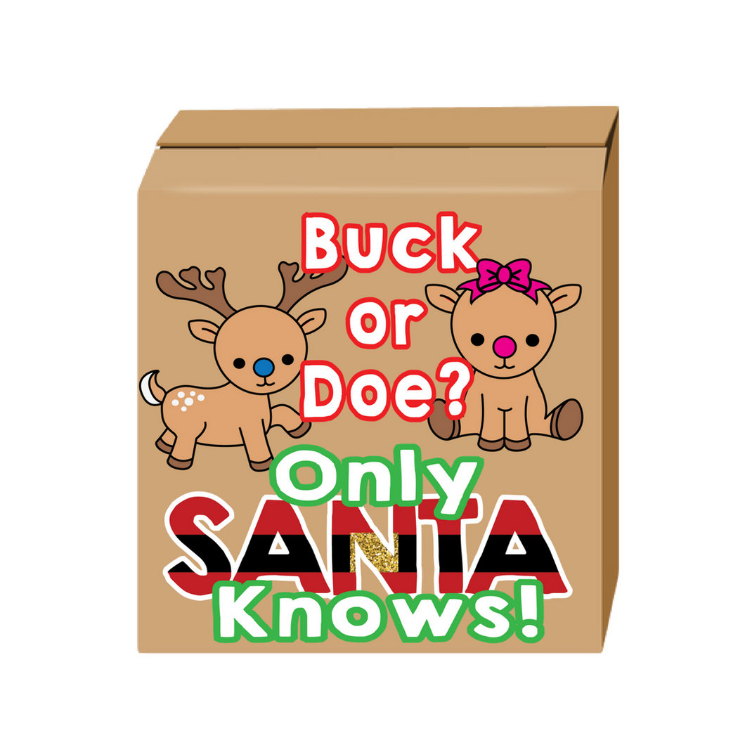 Buck or doe gender reveal box santa gender reveal party