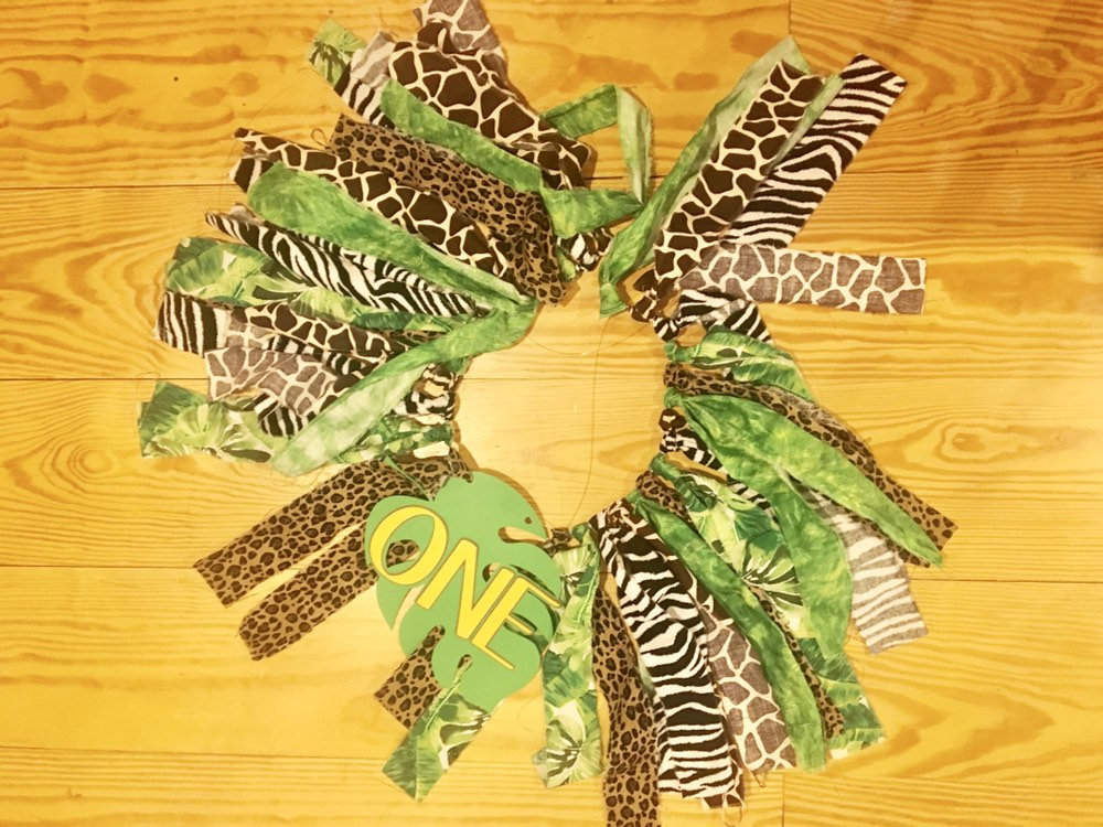 Safari high chair fabric banner- wild one first birthday - first birthday banner - two wild - zoo party decor - young wild and three party