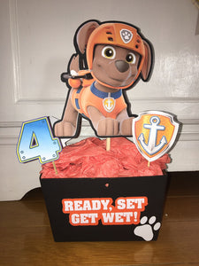 paw patrol centerpieces - chase party decor - marshall birthday - rubble - rocky - skye - zuma -
