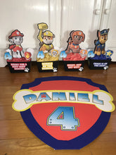Load image into Gallery viewer, paw patrol centerpieces - chase party decor - marshall birthday - rubble - rocky - skye - zuma -