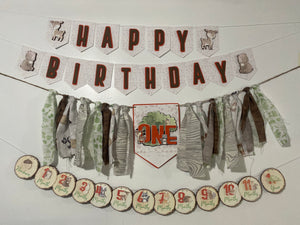 Wild one woodland Milestone Banner