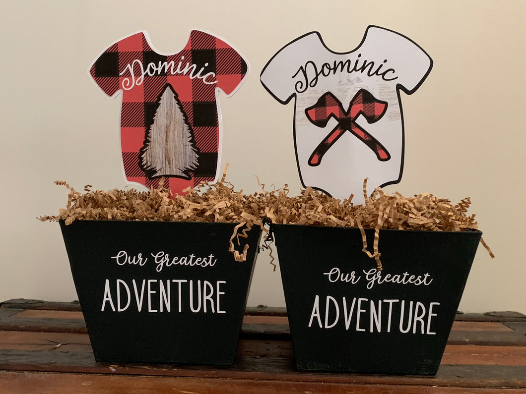 Outdoor Adventure Onesie Centerpieces