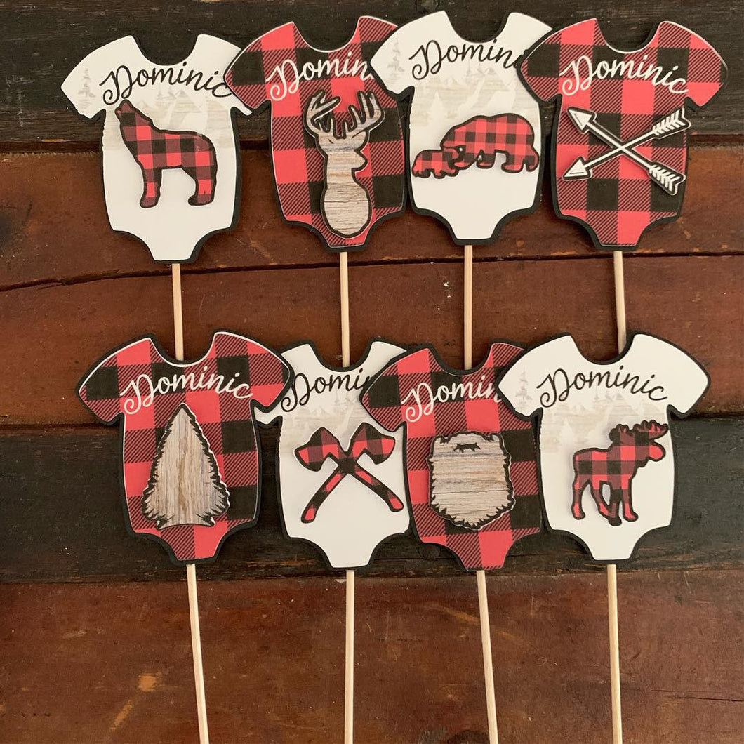 Outdoor adventure Onesie Cake or Cupcake Toppers