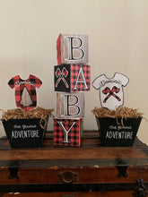 Load image into Gallery viewer, Outdoor adventure Baby Shower Block Centerpiece