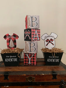 Outdoor adventure Baby Shower Block Centerpiece