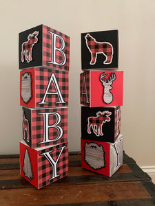 Outdoor adventure Baby Shower Block Centerpiece