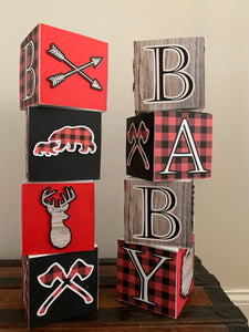 Outdoor adventure Baby Shower Block Centerpiece